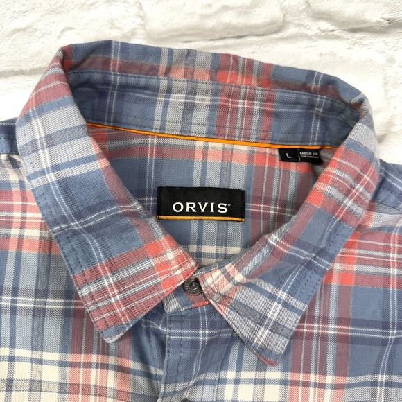 Orvis Shirt Mens Large Blue Buffalo Plaid Button Down Cotton Casual Long Sleeve - Picture 4 of 15